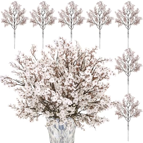 21 Stems White Babys Breath Artificial Flowers, 5 Branches Per Stem Spring Summer Decor White Artificial Gypsophila Flowers Bouquet for Centerpiece Indoor Outdoor Home Wedding Decoration - color: White