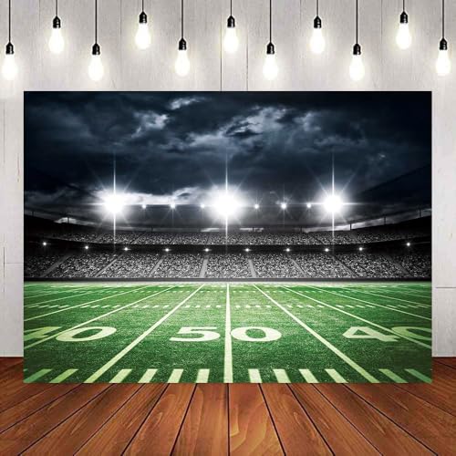 Football Field Backdrop Sports Stadium Photography Background Football Theme Birthday Party Decorations Banner Supplies (94x70inch(8x6FT)) - size: 94x70inch(8x6FT)