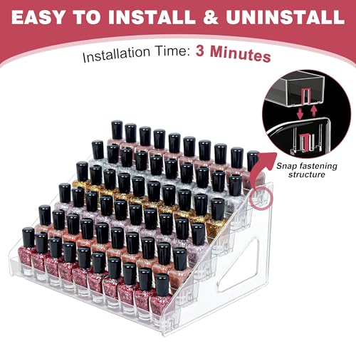 7-Tier Clear Acrylic Nail Polish Storage, Holds 56-112 Bottles, Multi-Purpose Nail Polish Rack, Sunglasses, Essential Oils and Cosmetics - size: 7-Tier