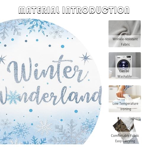 AIBIIN 8x6ft Winter Wonderland Backdrop for Photography Winter Wonderland Baby Shower Backdrop for Boys Baby It's Cold Outside Blue Snowflake Decorations Banner Photo Props Supplies - size: 8x6ft
