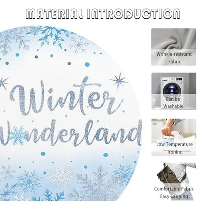 AIBIIN 10x7ft Winter Wonderland Backdrop for Photography Winter Wonderland Baby Shower Backdrop for Boys Baby It's Cold Outside Blue Snowflake Decorations Banner Photo Props Supplies - size: 10x7ft