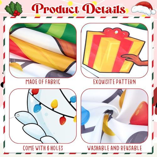 WovWeave Snowman Christmas Photo Booth Fabric Banner with Two Face Cutouts, 55" x 44" Holiday Party Decorations, Winter Backdrop, Festive Snowman Props for Christmas Party Supplies - style: Snowman