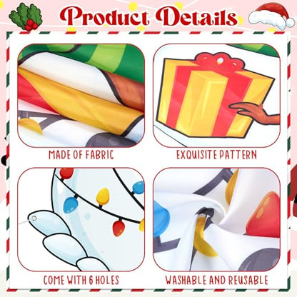 WovWeave Snowman Christmas Photo Booth Fabric Banner with Two Face Cutouts, 55" x 44" Holiday Party Decorations, Winter Backdrop, Festive Snowman Props for Christmas Party Supplies - style: Snowman