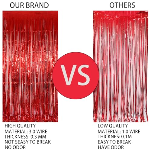 Valentines Day Keyali 2 Pack 3.3 * 8.3 ft Foil Curtain Metallic Tinsel Fringe Curtains Photo Booth Props Backdrop for Birthday Wedding Engagement Baby Shower Christmas Holiday Celebration Partyl,Red - color: Red, size: 2 Pack