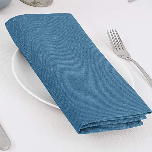 H.VERSAILTEX Cloth Napkins Set of 12 (18" X 18") Linen Textured Dinner Napkins Waterproof Extra Soft Thick Durable Reusable Napkins with Hemmed Edges for Dinners, Weddings and Everyday Use, Ink Blue - color: Ink Blue, size: 18" x 18" (Square)