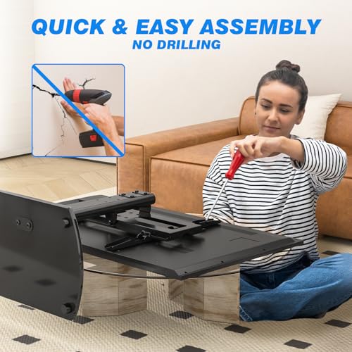 Rfiver Universal Swivel TV Stand for 27-50 55 60 Inch TVs, Height Adjustable Table Top TV Stand Mount Hold up to 88 lbs, Pedestal TV Stands with Tempered Glass Base, Replacement TV Mount Stand - size: 27-60 inch