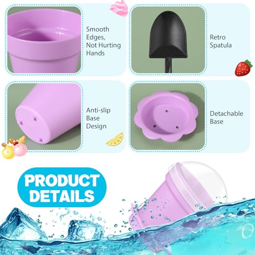 Honeydak 25 Pack Flowerpot Dessert Cup Plastic Cake Cups with Lid Shovel Spoon Mini Flower Pot Dessert Cups Ice Cream Yogurt Cupcake Holder Containers for Birthday Party Supplies DIY Baking(Colorful) - color: Colorful