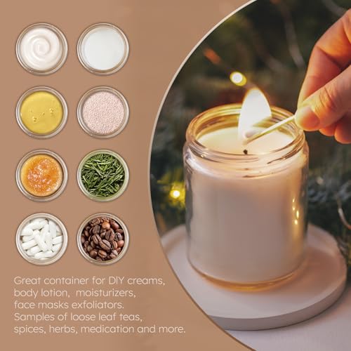 Tecohouse 8oz Glass Jars with Lids, 3 Pack Candle Jars with Blank Labels, 250g Clear Glass, Wide Mouth | Cosmetic Containers for Sample, Cream, Lotion, Honey, Powder, Jelly | Kitchen & Home - color: Clear-Black Lids