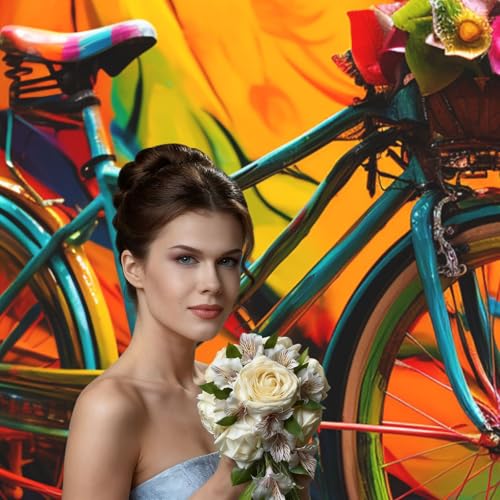 Colorful Bicycle Backdrop Background for Photography 5x7ft Photobooth Professional Photo Backdrop Curtains Video Photography Studio Photo Backgrounds Banner Booth Background Screen Parties - color: Colorful Bicycle