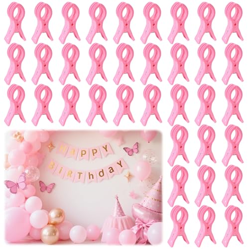 PUGPIU 36 Pack Balloon Arch Clips for Backdrop | Plastic Pink Spring Clamps | 3.5 Inch Heavy Duty Clip for Backdrop Stand | Birthday Wedding Decoration | Photography Studio | Crafts | Clothing - color: Pink3