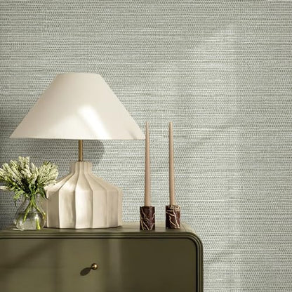 JiffDiff Grasscloth Wallpaper Peel and Stick Cream Grassweave Stick on Wallpaper Textured Self Adhesive Wall Paper Contact Paper 1181" x 17.3" - color: withered, size: 17.3" x 1181"
