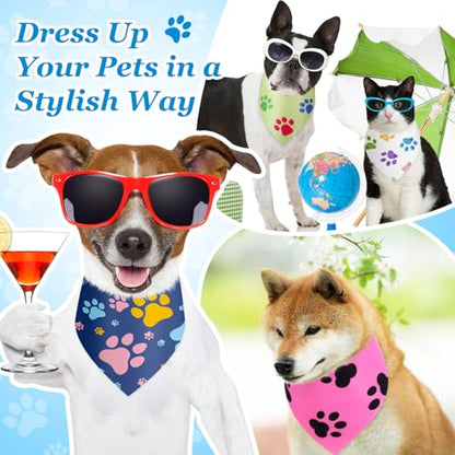 Abbylike 100 Pcs Paw Print Dog Bandanas Bulk Soft Triangle Kerchief Bibs Scarf Set for Pets Dogs Walking Photo Props Pets Shops Adoption Events Party Costume (19.7 x 13.8 x 13.8 Inch) - size: 19.7 x 13.8 x 13.8 Inch, style: Paw Print