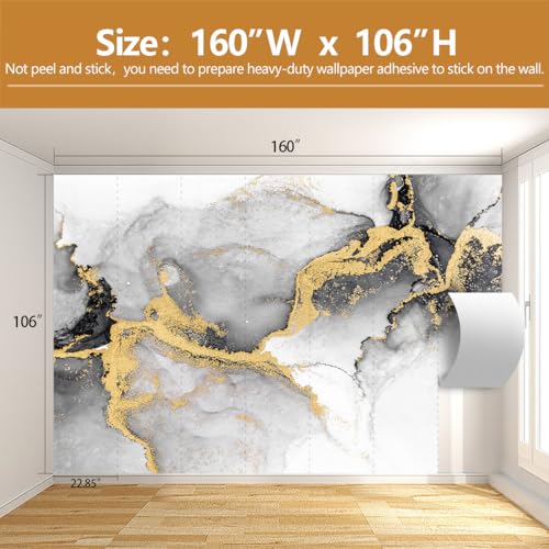 Black Gold Marble Wallpaper Abstract Ink Art Large Background Mural Living Room Office（Not Peel and Stick） - color: CYBH-906, size: 160" x 106"
