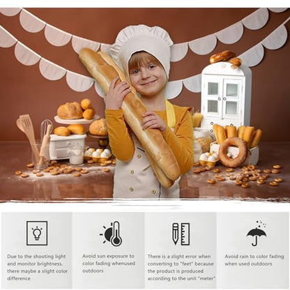 YongFoto Bakery Baking Table Backdrop 8x6ft Bread Donut Biscuit White Cabinet Photography Background Boy Girl Cake Smash Birthday Baby Shower Party Banner Portrait Photoshoot Wallpaper Studio Props - size: 8x6ft