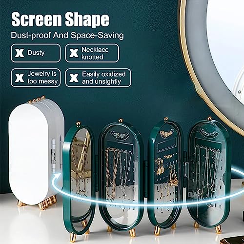 Tvoip Earring Organizer Stand，4-Layer Small Foldable Dustproof Jewelry Holder with 153 Holes For Women Earrings, Earring Backs, Necklaces,Display Jewelry Organizer (White) - color: White