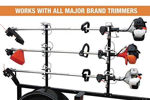 Buyers Products LT13 3-Position Lockable Weed Wacker/Trimmer Rack for Landscape Trailers - Adjustable, Black Powder-Coated Steel, Holds 3 Weed Eaters, Rust-Resistant Lawn Edger Rack, Made in USA - size: 3-Position