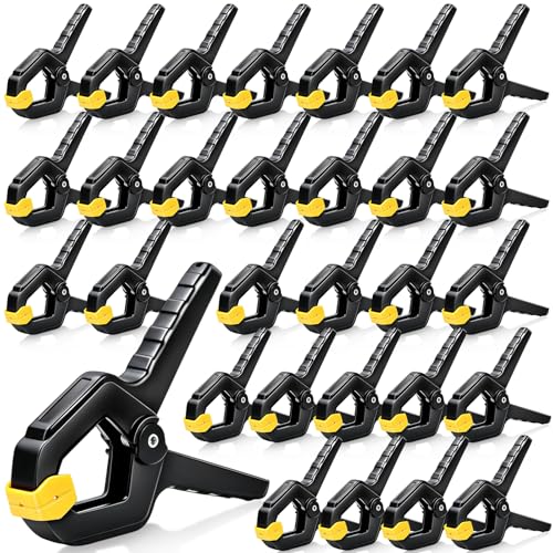 30 Pack Plastic Spring Clamps Wood Clamps for Woodworking 3.5 inch Heavy Duty Clips Spring Clips Backdrop Clips Crafts Balloon Arch Tarp Small Clamp for Backdrop Stand Home Photography - color: Yello, size: 3.5 inch_30pcs