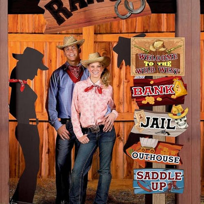 Hooqict Western Birthday Party Decorations 20 Pieces Cowboy Themed Party Signs Welcome To The Wild West Cutouts for Classroom Country Party Supplies - style: Western