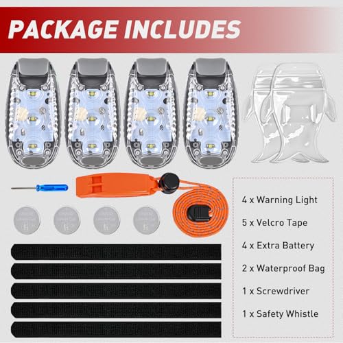Nilight LED Safety Light 4PCS White Marine Navigation Bike Tail Lights Three Modes Waterproof Reflective Gear Clip On Flash Strobe Indicator Lamp for Night Boating Fishing Cycling Jogging - color: 3LED Safety Light-White