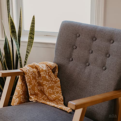 Mini Wander Swaddles for Newborns Muslin Swaddle Blankets - Breathable Soft Gender Neutral Receiving Blanket Baby Essentials | 47 x 47 Cotton - Leafy Sprig (Mustard) - color: Leafy Sprig (Mustard)