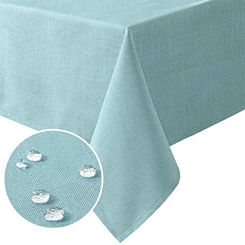 H.VERSAILTEX Linen Textured Table Cloths 54 x 54 Inch Premium Solid Tablecloth Spill-Proof Waterproof Table Cover for Dining Buffet Feature Extra Soft and Thick Fabric Wrinkle Free, Aqua - color: Aqua, size: 54" x 54" (Square)