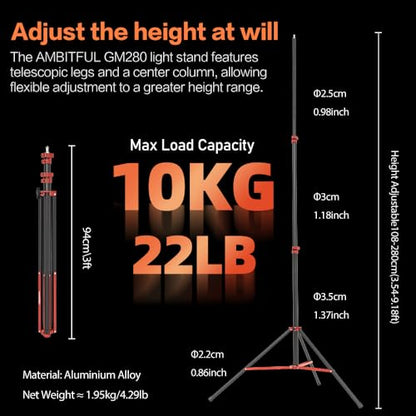 GODOX Light Kit, LE200Bi Continuous Output Lighting, Godox Lighting Kit with Quick Release Softbox, 280cm/ 9.18 FT Stand, 2800K-6500K, CRI 98+, Bluetooth/DMX Control for Studio, Filmmaking - size: White-1Pcs Kit