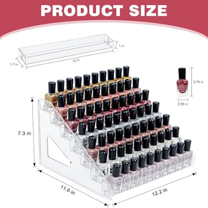 7-Tier Clear Acrylic Nail Polish Storage, Holds 56-112 Bottles, Multi-Purpose Nail Polish Rack, Sunglasses, Essential Oils and Cosmetics - size: 7-Tier
