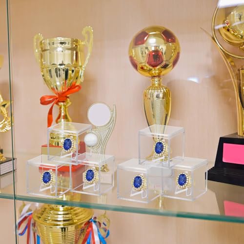 6 Pack Championship Ring Display Case Clear Acrylic Display Case Mini Baseball Softball Ring Holder Single Ring Display Box Stand 1 Slot Ring Hole Storage Box Gift for Sports Fans, 2.16 Inch - size: 6 Pack