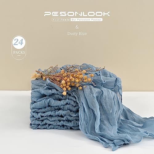 Gauze Cheesecloth Napkins Set of 24, 20 x 20 Inch Rustic Boho Dinner Napkins Wrinkled Rustic Linen Napkins for Wedding,Dinner,Family Everyday Use/Parties(Dusty Blue) - color: Dusty Blue, size: 20" x 20" (Set of 24)