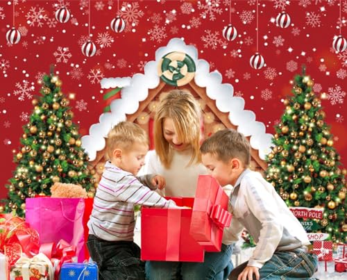 Christmas Backdrop - Winter Merry Christmas Photo Backdrop 10x8ft Gingerbread House Xmas Tree Gift Background Party Decor Prop - color: NKY05219