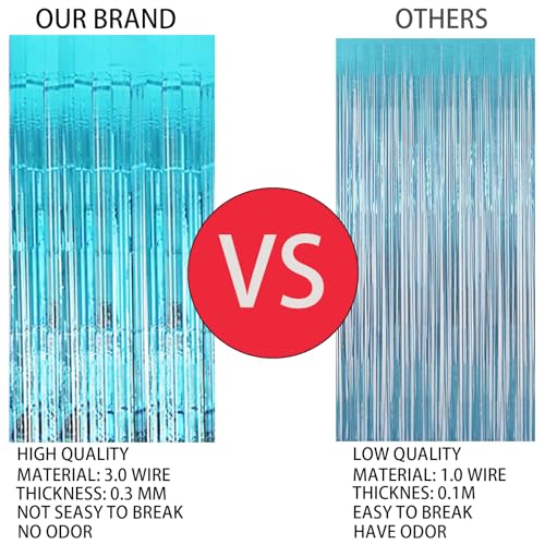 Valentines Day 2 Pack 3.3 * 8.3 ft Foil Curtain Metallic Tinsel Fringe Curtains Photo Booth Props Backdrop for Birthday Wedding Engagement Baby Shower Christmas Holiday Celebration Partyl,Light Blue - color: Light Blue, size: 2 Pack