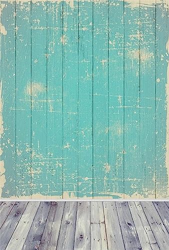 AOFOTO 5x7ft Wood Plank Backdrop Hot Blue Hardwood Wooden Board Floor Panels Photography Background Nostalgia Retro Photo Studio Props Girl Child Boy Kid Infant Portrait Vinyl - size: 5x7ft