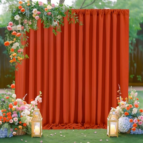 Rust Backdrop Curtains 10ft x 10ft Polyester Photo Backdrop Drapes for Birthday Party Stage Window Supplies Decorations - color: Rust, size: 2 Panels 5ft X 10ft