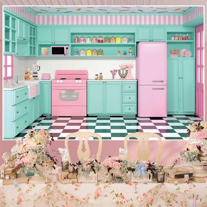Renaiss Fabric Kitchen Backdrop 12x8ft Baking Cooking Party Wall Background Kitchen Interior Scene Photography Backdrops for Girls Kids Video Shooting Photo Studio Props - size: 12Wx8H FT