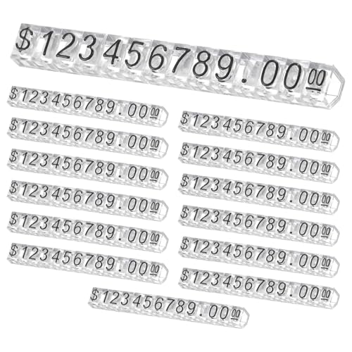 uxcell 14 Set Price Display Cube, Adjustable Price Tag Stand Removable Mini Tag Number Letter Price Dollar Block Kit for Jewelry Retail Shop Price Signs (Clear/Black, 1.8" Length) - color: Clear/Black, size: 4.5"