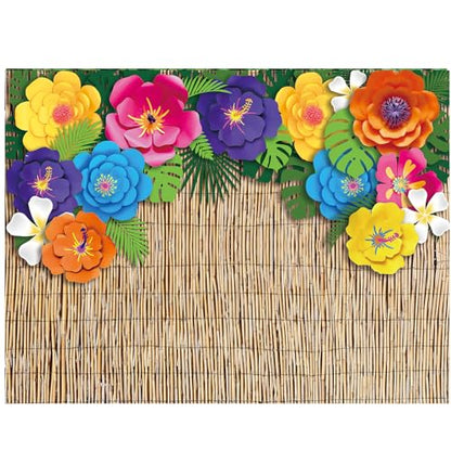 VitalCozy 7x5ft Fabric Hawaiian Beach Photography Backdrop Aloha Luau Party Decorations Tropical Hibiscus Flower Palm Leaves Reed Luau Banner Background Props Birthday Party Supplies