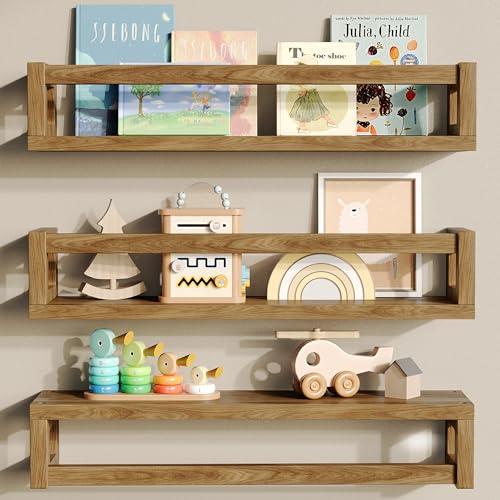 TidyCorner Upgraded Thick Floating Shelves, Solid Wood Bookshelf for Wall, Floating Book Shelves Use as Wall Shelves for Bedroom, Living Room, Kitchen, Books, Spice Rack & Decor – Walnut Brown - color: Walnut Brown, size: 15.75 Inch