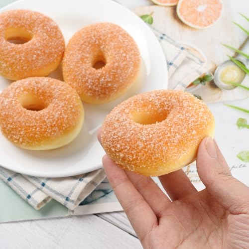 Artificial Doughnuts, 4 Pcs Fake Doughnuts Simulation Realistic Bread Food Models for Home Kitchen Bread Shop Display Photography Props
