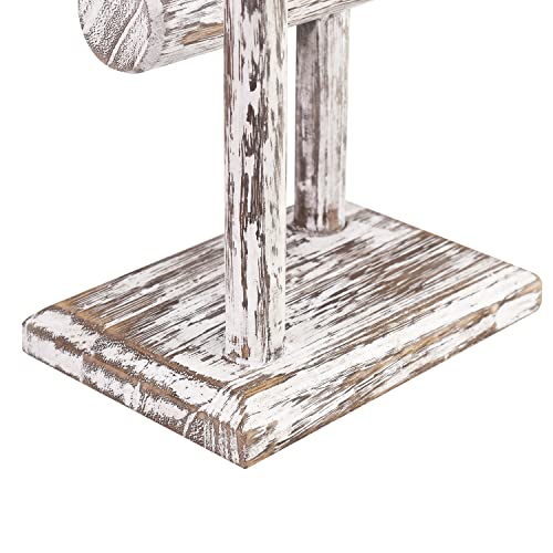 Ikee Design 2 Tier Wooden Jewelry Bracelet Watch Display Tower, Bangle Scrunchie Necklace Holder Storage Stand, 7.9 W x 4.3 D x 9.4 H in, Antique White Color - color: Antique White