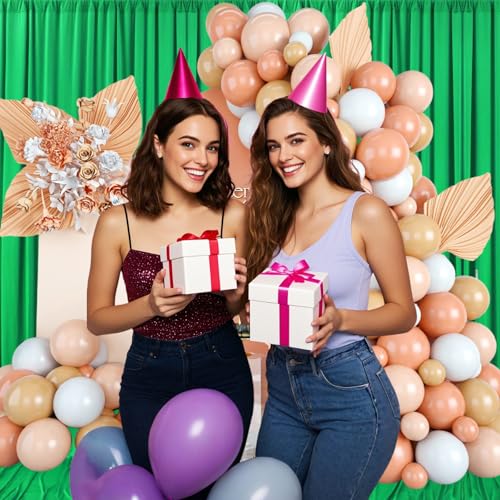 10ft x 10ft Green Backdrop Curtains for Parties, Fabric Satin Background Curtain with Rod Pockets for Weddings, Birthday, Baby Shower, Photography, Graduation Party Backdrop Drapes, 2 Panels - color: Green