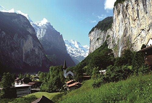 Leyiyi 15x8ft Natural Scenery Photography Background Switzerland Alps Backdrop Lauterbrunnen Valley North European Travel Countryside Building Forest Photo Portrait Vinyl Video Studio Prop - size: 15x8ft