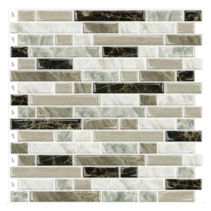 Yipscazo 10 Sheets Peel and Stick Backsplash for Kitchen,12''x12'' Waterproof Stick on Backsplash Smart Tiles for Bathroom,Removable Self Adhesive Wall Tiles (Marble Beige&Brown) - color: Marble Beige&brown