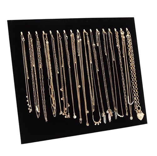 Pack of 3 Necklace Chain Holder, Black Velvet Necklace Display Board, 17 Hooks Necklace Display Stand, Jewelry Display for Vendors, Display Stands for Craft Fairs, Jewelries Shows, Boutique Displays
