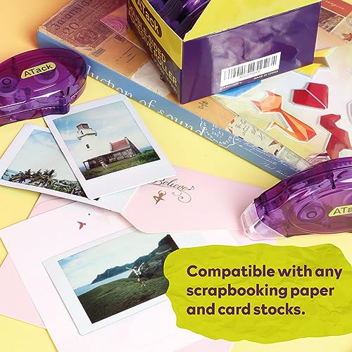 ATack Double Sided Tape Roller Runner for Scrapbooking 4-Pack (0.3-inch x 360-Inch) Acid-Free Double Sided Glue Tape Roller Dispenser for Scrapbooking, Card Making and Crafts - Archival-Safe - size: 0.3-inch by 360-Inch, 4-Pack