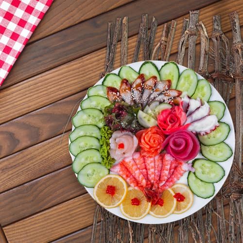 Abaodam Woven Fence Sushi Plate Decor 3pcs Set Handmade Japanese Fence Sashimi Tray Ornament for Sushi Presentation and Food Photography