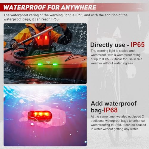 Nilight LED Safety Light 4PCS Red Green Marine Navigation Bike Tail Lights Three Modes Waterproof Reflective Gear Clip On Flash Strobe Indicator Lamp for Night Boating Fishing Cycling Jogging - color: 3LED Safety Light-Red Green