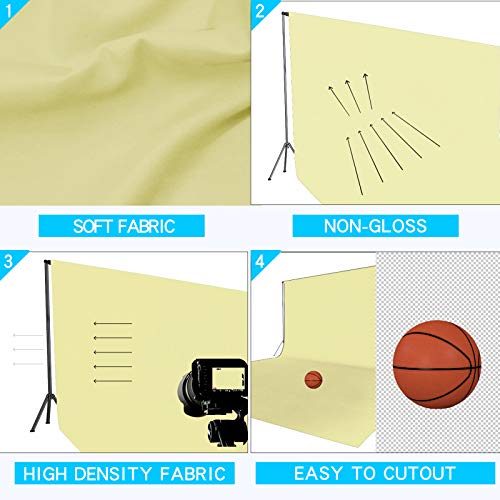 ISSUNTEX 5X7 ft/1.5X2.1 Meters Beige Background Photo Backdrop, Photo Studio, Collapsible High Density Screen for Video Photography and Television - color: Beige, size: 5X7 ft