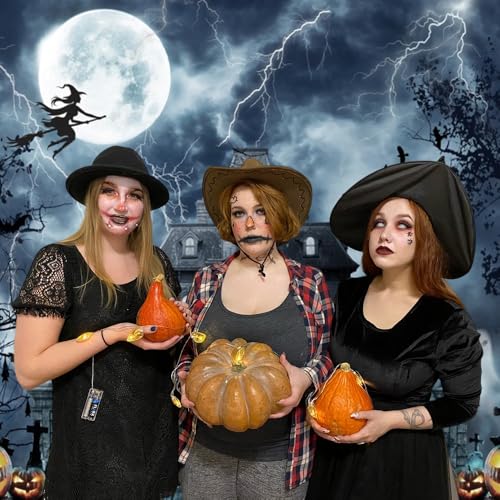 10x8ft Halloween Hunted House Backdrop for Photography Spooky Ghost Witch Backdrop Scary Moon Night Creepy Cemetery Background Photo Prop Halloween Tapestry for Wall - color: Black 25779