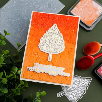 Briartw 3D Embossing Folder for Card Making Adding Textured Detail to Paper Crafting 6.3x4.5inch Clear Texture Plate Perfect for Heavyweight Cardstock (≥250gsm/92lb),Maple Leaf Texture Template - color: Maple Leaf