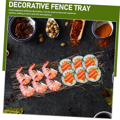 iplusmile 3pcs Sushi Serving Fence Tray for Japanese Sashimi Seafood Rustic Lightweight Food Photography Kit Decorative Tabletop Plate for Sushi Restaurant and Home